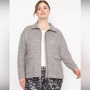LB LIVI Gray Textured Knit Full Zip Jacket 14/16